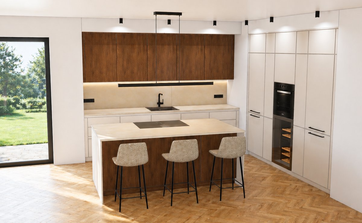 Modul Olaf – L-Form-Küche mit Insel & Miele-Geräten